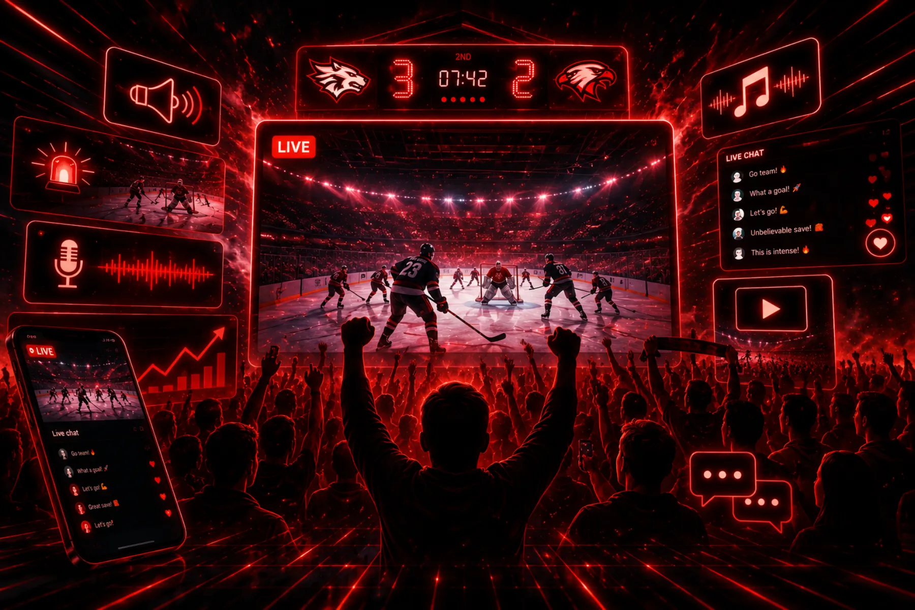 A live game with the XSYTE scoreboard on the venue screen