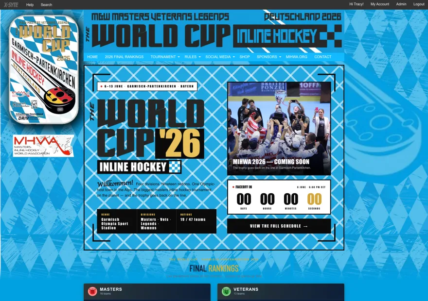 MIHWA Inline Hockey World Cup 2026 — a bold blue event site