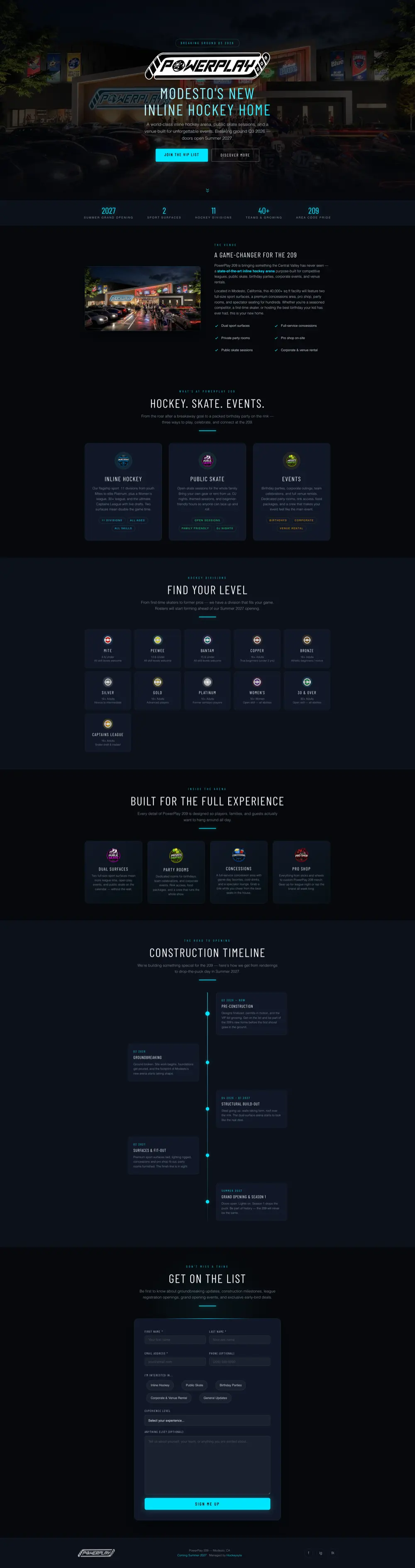 The PowerPlay 209 multi-sport arena site, built on XSYTE